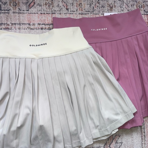 NWT Bundle 2 Goldhinge Pleated Skirts Pink and Cream Womens M - Picture 2 of 4